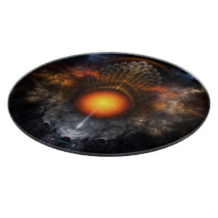 Dream Orb Fractal Art Round Glass Cutting Board