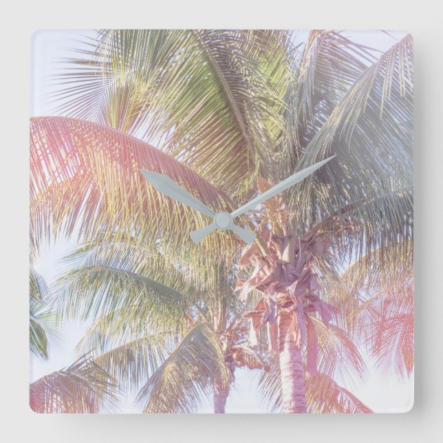Dream Palm Tree Square Wall Clock (Front)