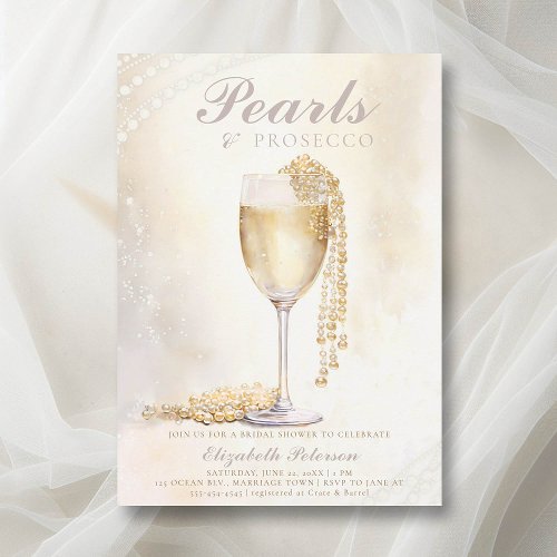 Dream Pearls Prosecco Elegant Brunch Bridal Shower Invitation