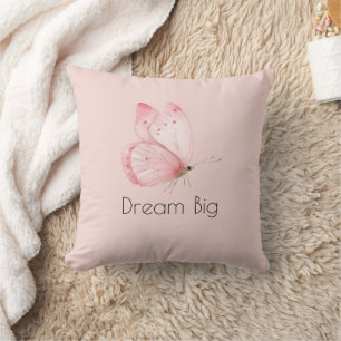 Dream Pink Butterfly Throw Pillow