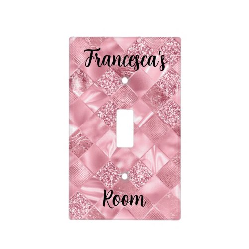 Dream Pink Diamonds with Faux Glitter and Foil  Light Switch Cover