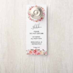 Dream Pink Floral Wedding Guest Do Not Disturb Door Hanger