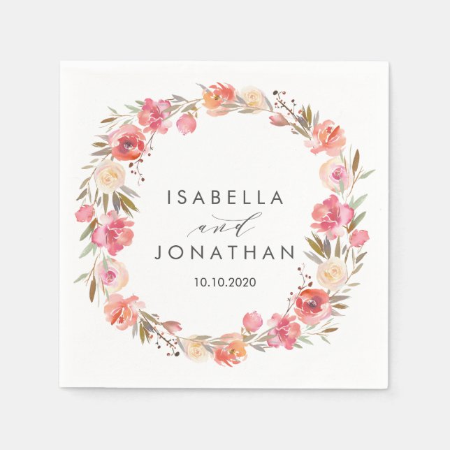 Dream Pink | Flowers  Rustic wedding Personalized Napkins (Front)