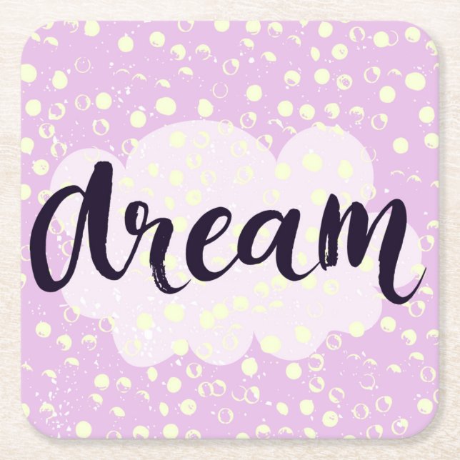 Dream Pink Square Paper Coaster (Front)