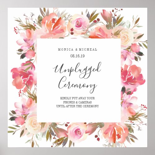 Dream pink  Square Unplugged Wedding Ceremony Sign