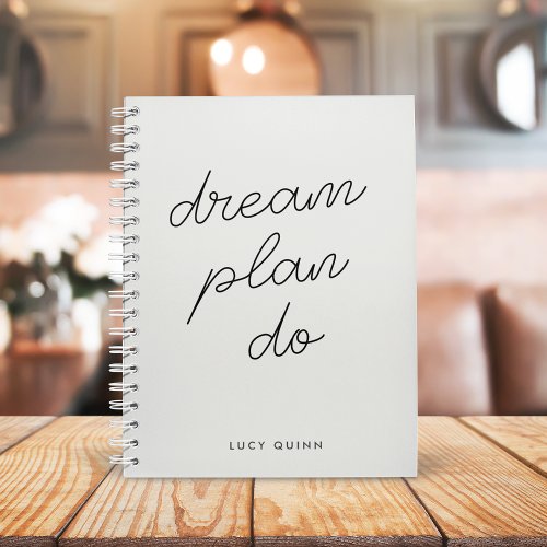 Dream Plan Do  Modern Minimalist Simple Gray Notebook