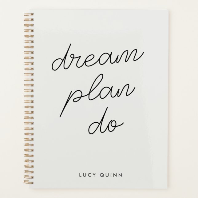 Dream Plan Do | Modern Minimalist Simple Gray Planner (Front)