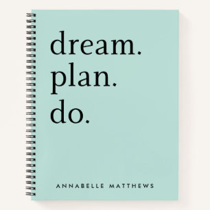 Dream Plan Do Modern Minimalistic Mint Green Notebook