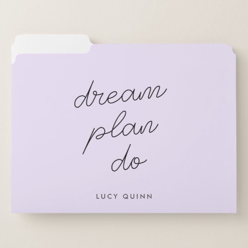 Dream Plan Do Pastel Lilac Purple Modern Feminine File Folder
