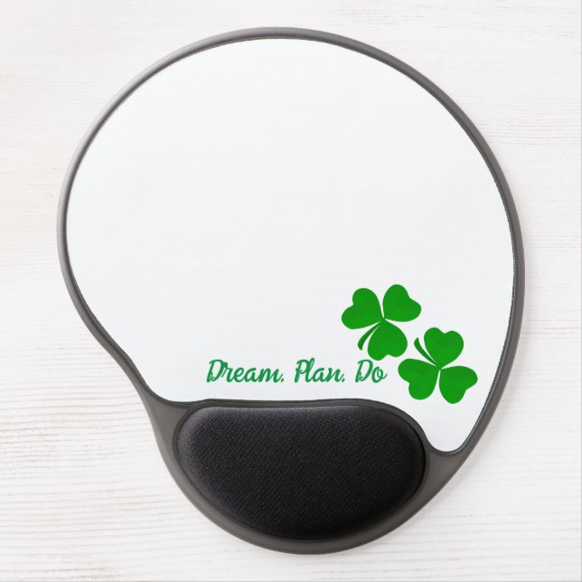 Dream Plan. Do. Small Shamrocks Clover Gel Mouse Pad (Front)