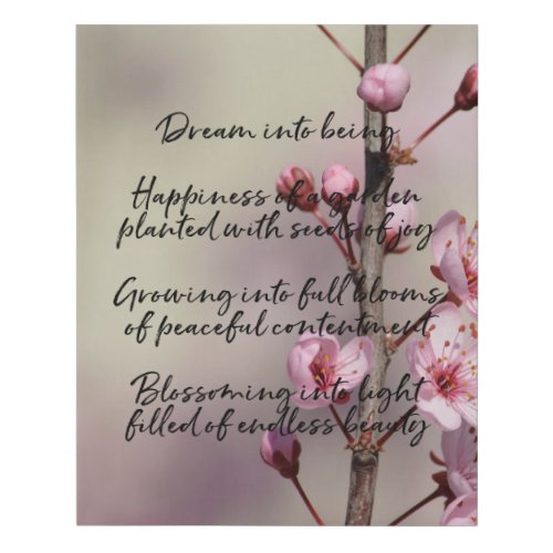 Dream Poem Cherry Blossom Flowers Faux Canvas Print