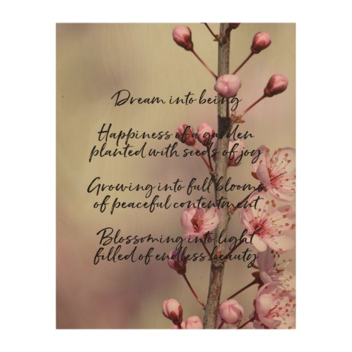 Dream Poem Cherry Blossom Flowers Wood Wall Art