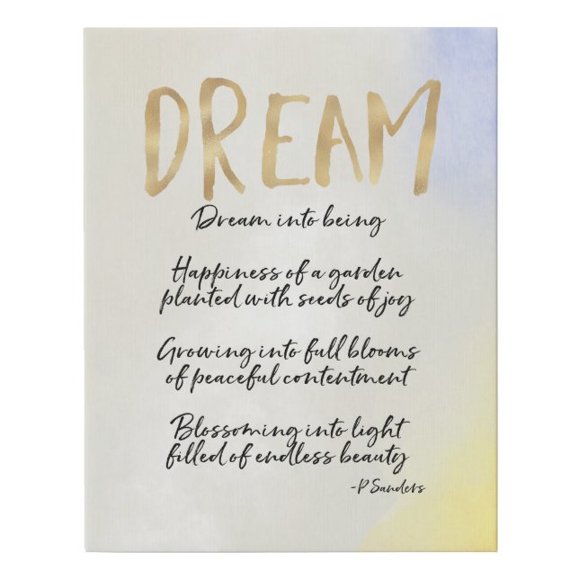 Dream Poem    Faux Canvas Print (Front)
