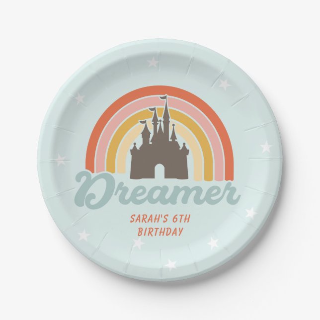 Dream Rainbow Castle Fairy Tale Paper Plates (Front)
