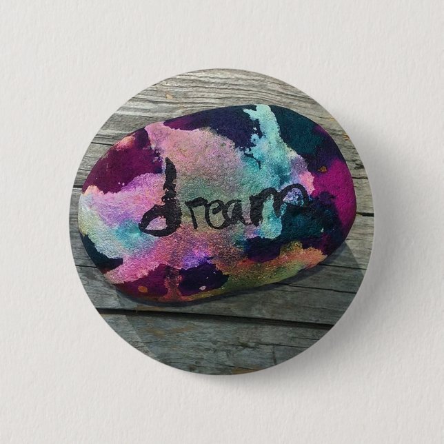 Dream Rock I painted with alcohol and India ink. Pinback Button (Front)