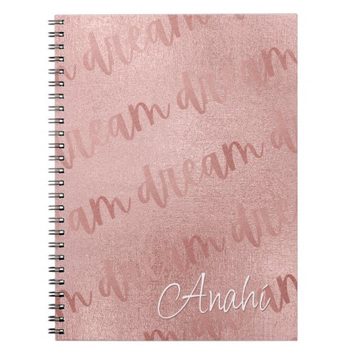 Dream Rose Gold Script Notebook