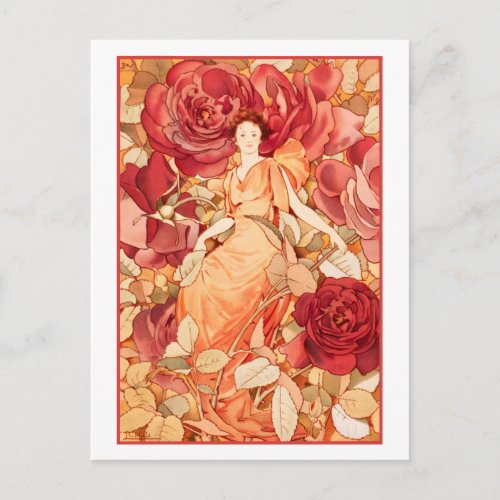 Dream Roses Red Flower Fairy Postcard
