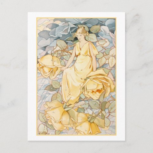 Dream Roses Yellow Flower Fairy Postcard