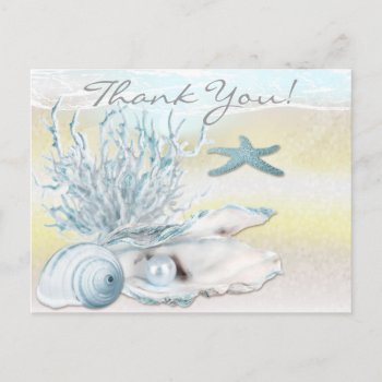Dream Shore Beach Blue Thank You Postcard by Wedding_Trends at Zazzle