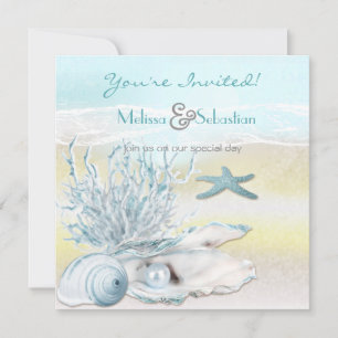 Dream Shore Beach Blue Wedding Invite