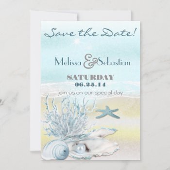 Dream Shore Beach Blue Wedding Save The Date by Wedding_Trends at Zazzle