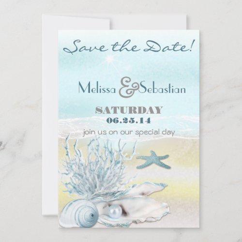 Dream Shore Beach Blue Wedding Save the Date