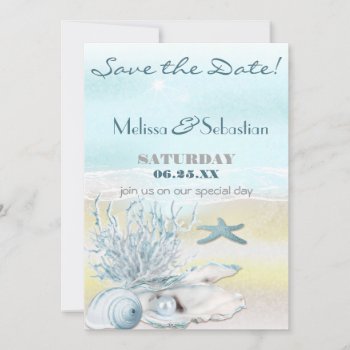 Dream Shore Beach Blue Wedding Save The Date by Wedding_Trends at Zazzle