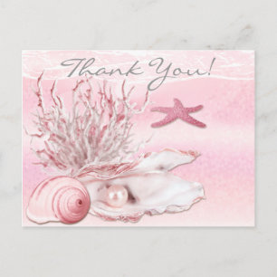 Dream Shore Beach Carnation Pink Thank You Postcard