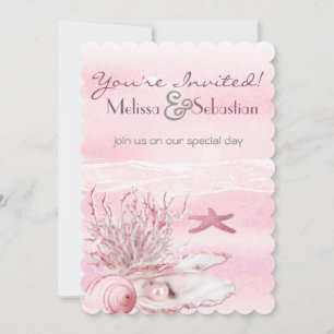Dream Shore Beach Carnation Pink Wedding Invite