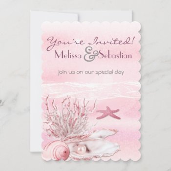 Dream Shore Beach Carnation Pink Wedding Invite by Wedding_Trends at Zazzle