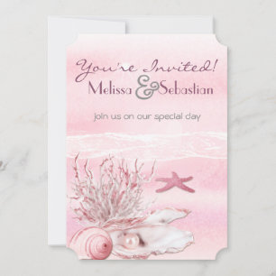 Dream Shore Beach Carnation Pink Wedding Invite