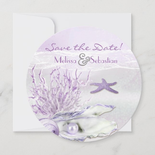 Dream Shore Beach Orchid Wedding Save the Date (Front)
