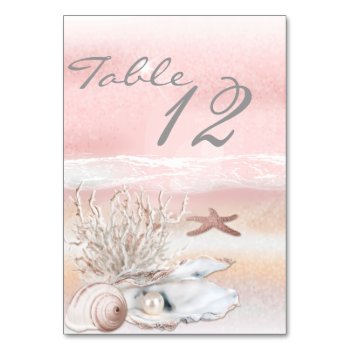 Dream Shore Beach Peach Wedding Table Card by Wedding_Trends at Zazzle