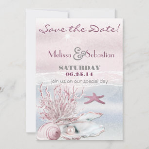 Dream Shore Beach Pink Wedding Save the Date