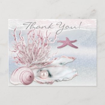 Dream Shore Beach Soft Pink Thank You Postcard by Wedding_Trends at Zazzle