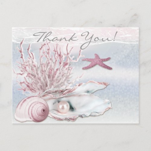 Dream Shore Beach Soft Pink Thank You Postcard