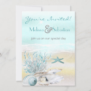 Dream Shore Beach Teal Wedding Invite
