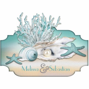 Dream Shore Beach Teal Wedding Table Sculpture by Wedding_Trends at Zazzle