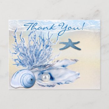 Dream Shore Beach Very Blue Thank You Postcard by Wedding_Trends at Zazzle