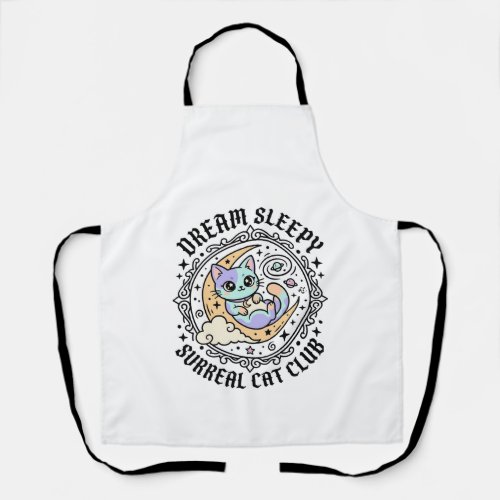 Dream Sleepy Surreal Cat Funny Cat Lover Design - Apron