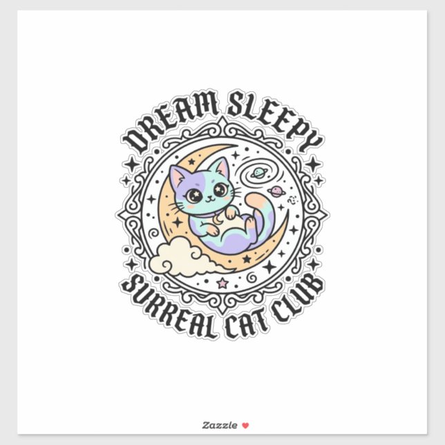 Dream Sleepy Surreal Cat Funny Cat Lover Design -  Sticker (Sheet)