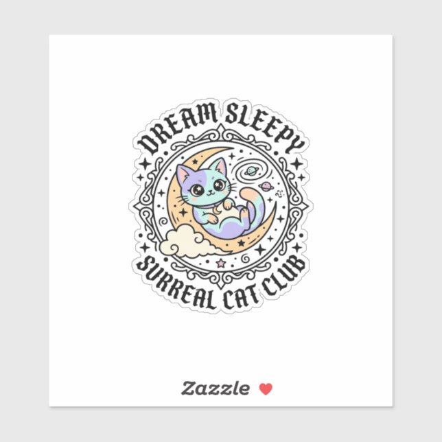 Dream Sleepy Surreal Cat Funny Cat Lover Design -  Sticker (Sheet)