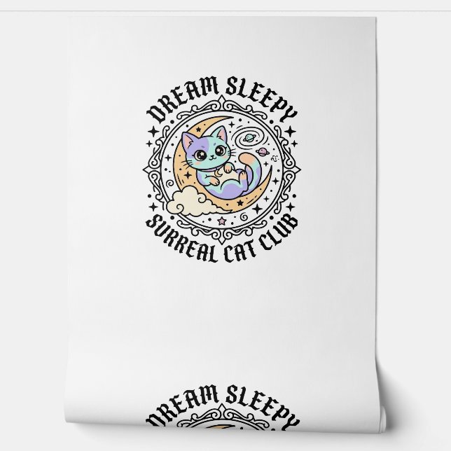 Dream Sleepy Surreal Cat Funny Cat Lover Design -  Wallpaper (Unrolling)