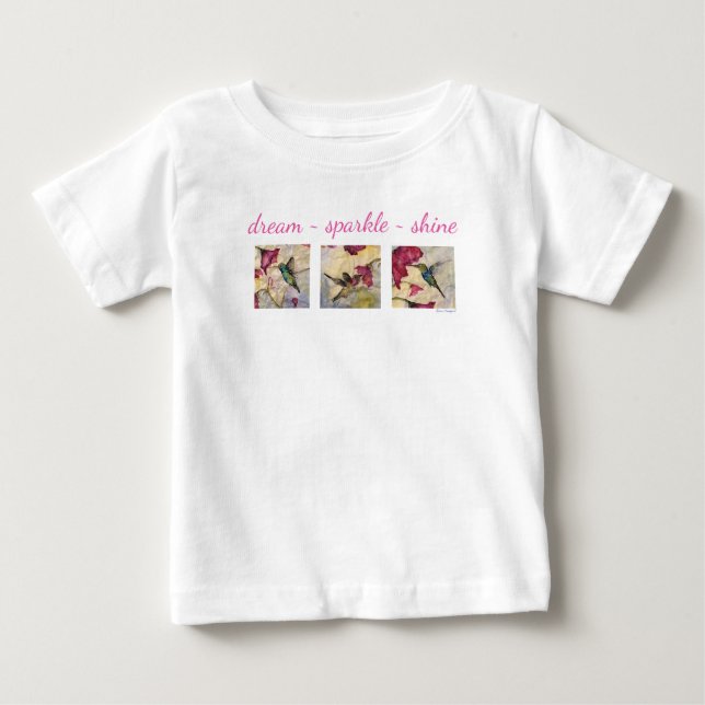 Dream Sparkle Shine Hummingbird Art Baby Tutu Baby T-Shirt (Front)