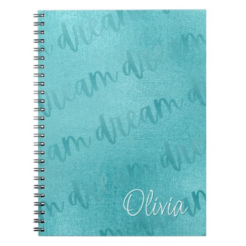 Dream Teal Script Personalized Notebook