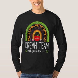 Dream Team 2nd Grade Teachers Boho Rainbow Leopard T-Shirt