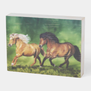 Dream Team Gaited Icelandic Horses Running Wooden Box Sign