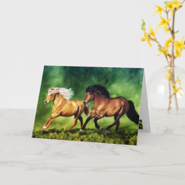 Dream Team- Icelandic Horses Card (Yellow Flower)