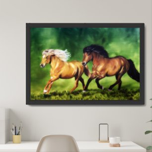 Dream Team Icelandic Horses running Framed Art