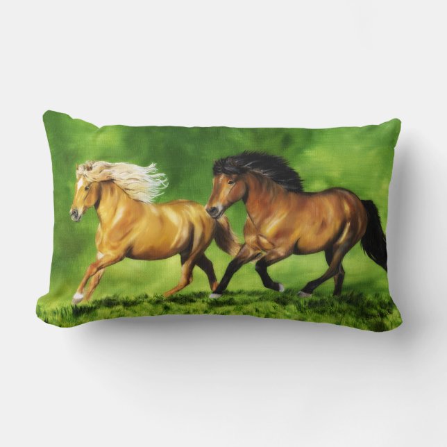 Dream Team of Icelandic Horses Lumbar Pillow (Front)